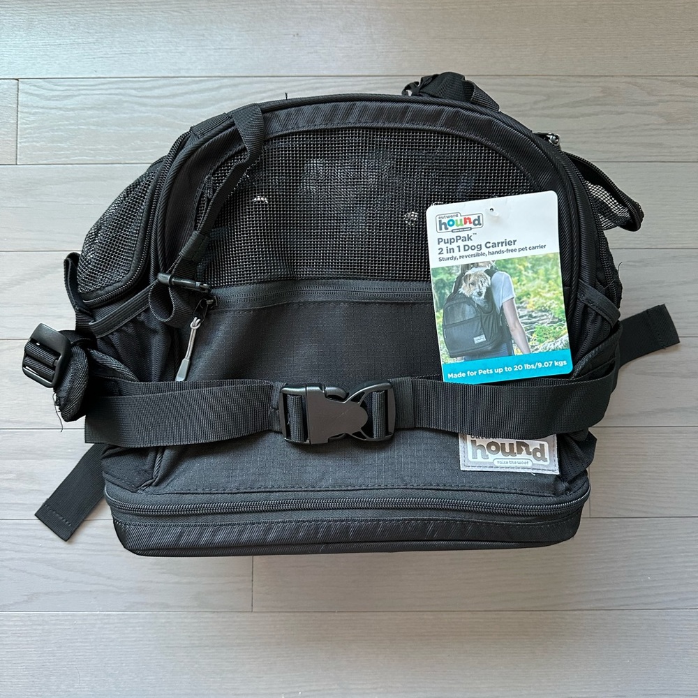 Outward Hound Pupppack 2-in-1 Dog Carrier, Black Reversible Backpack NWT